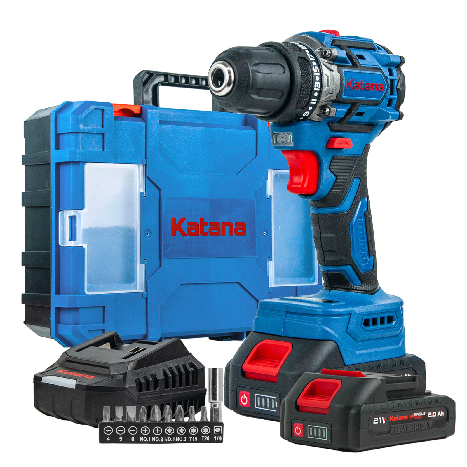 Дрель-шуруповерт аккумуляторный Katana CD3501 (21В,Бесщеточн.,2акк,2А/ч,Li-ion,10бит,кейс)