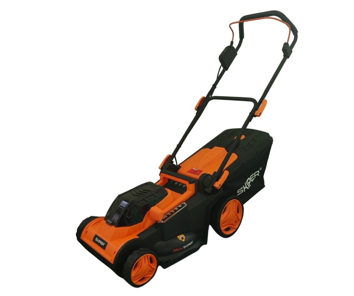 Газонокосилка аккумуляторная SKIPER KW380 (38см, бесщёт.двиг, мульчирование, 2акк*21В*4А/ч)